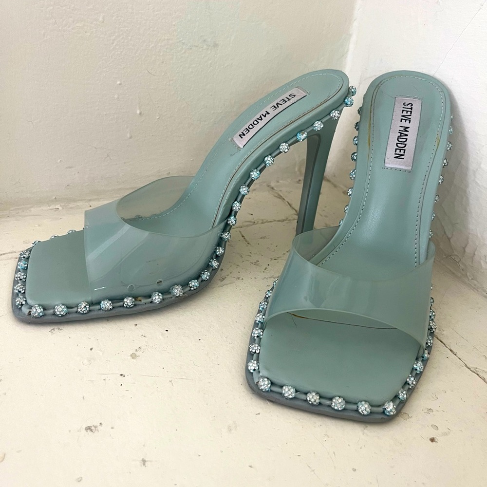 Steve Maddden Baby Blue Studded Heels